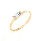 Solid Gold Solitaire Baguette White Topaz Ring