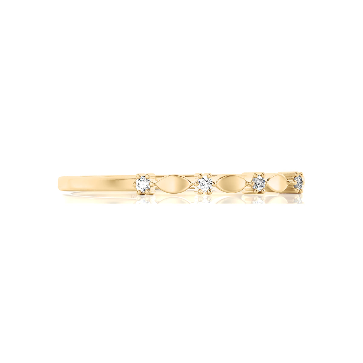 Solid Gold Diamond Petals Stacking Ring
