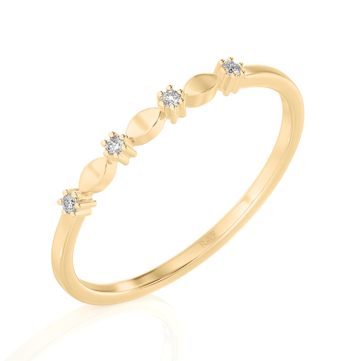 Solid Gold Diamond Petals Stacking Ring