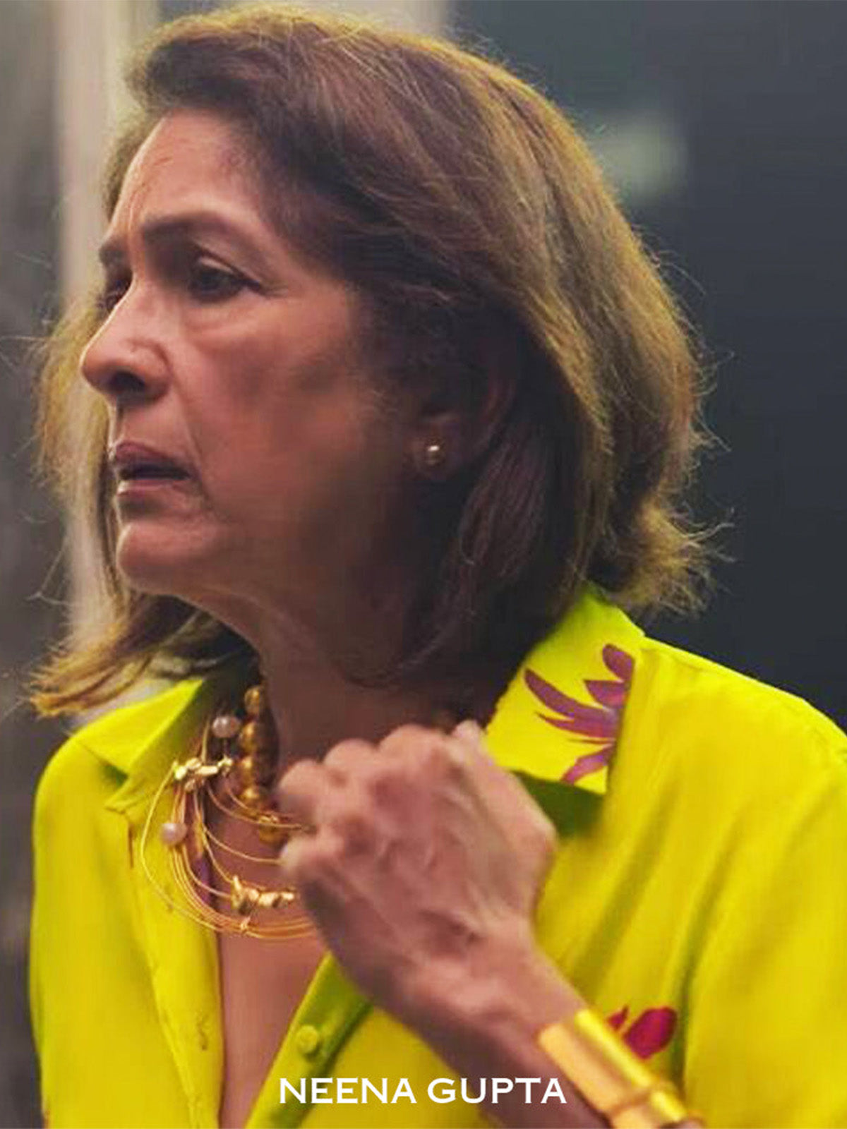 Neena Gupta in Layered Pearl & Gold Necklace