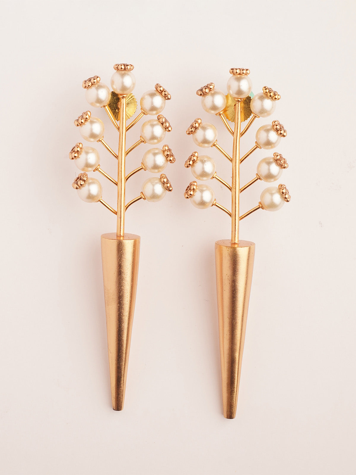 Cosmic Sabre Gold Plated Pearl Spike Earrings