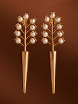 Cosmic Sabre Gold Plated Pearl Spike Earrings