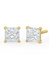 Square Shaped Solitaire Stud Earrings