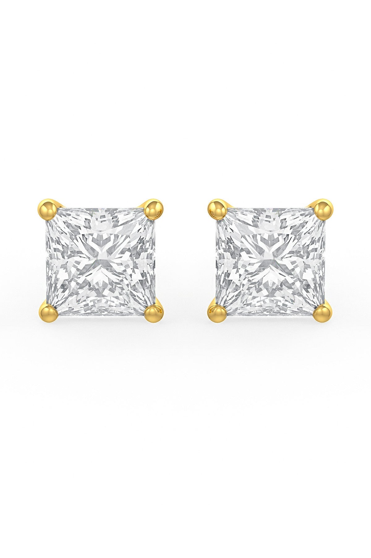 Square Shaped Solitaire Stud Earrings