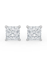 Square Shaped Solitaire Stud Earrings