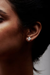 Square Shaped Solitaire Stud Earrings