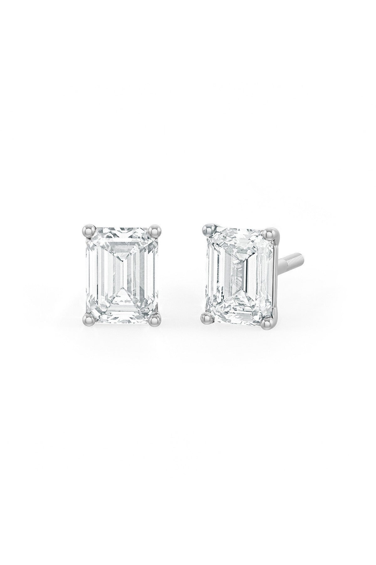 Emerald Cut Solitaire Stud Earrings
