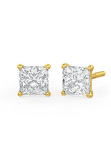 Square Shaped Solitaire Stud Earrings