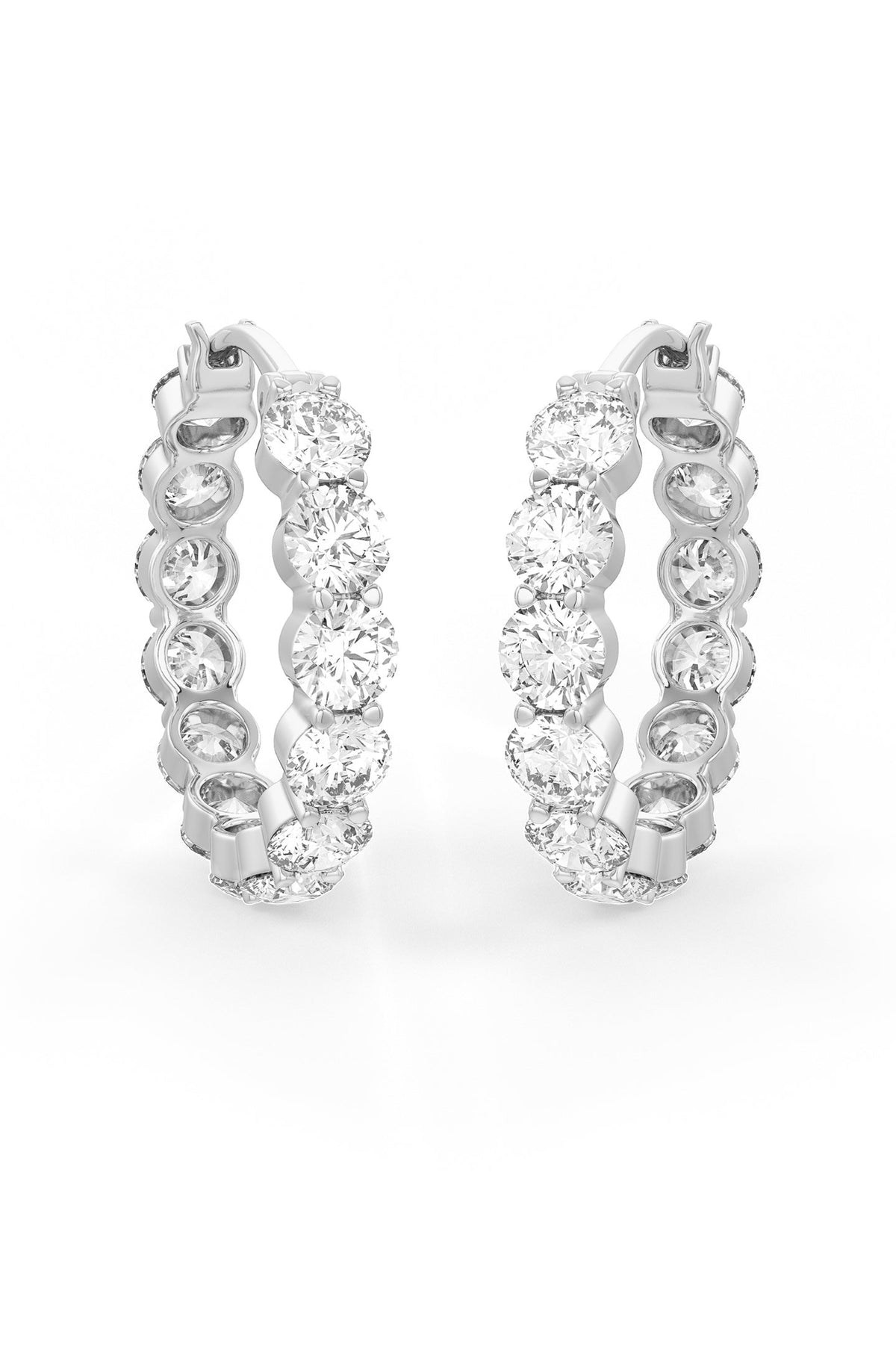Brilliant Round Shaped Solitaire Hoop Earrings