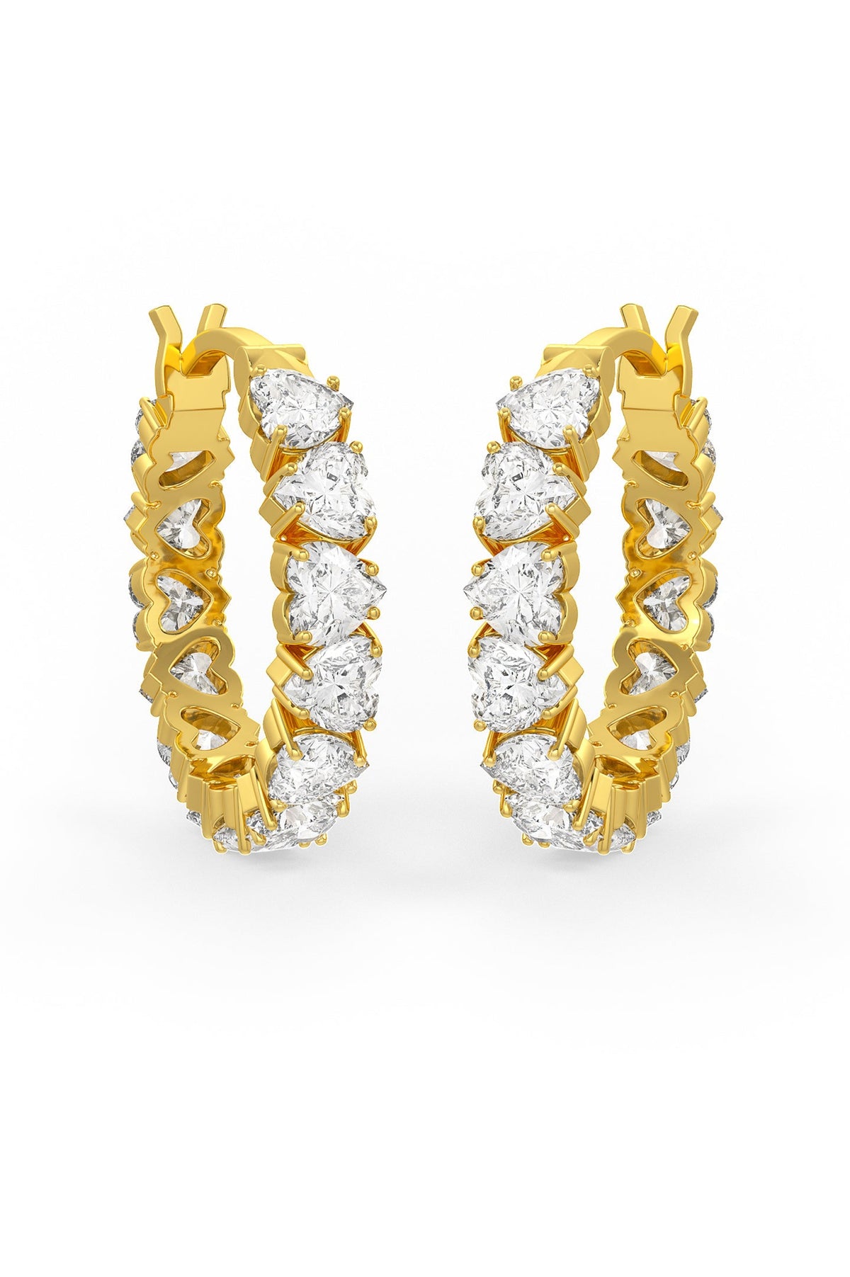 Heart Shaped Solitaire Hoop Earrings