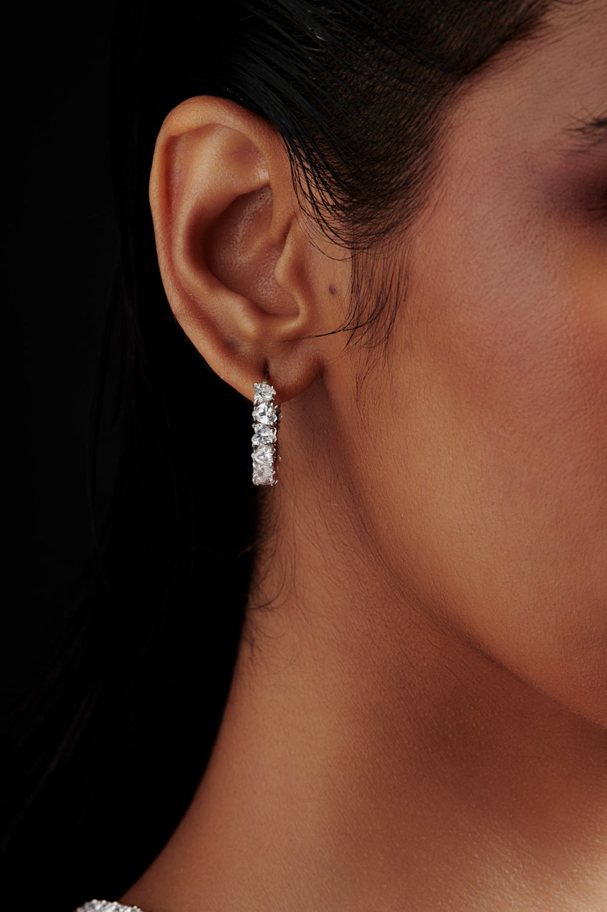 Heart Shaped Solitaire Hoop Earrings