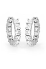 Square Shaped Solitaire Hoop Earrings