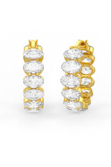 Oval Shaped Solitaire Hoop Earrings