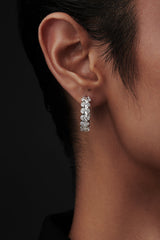 Oval Shaped Solitaire Hoop Earrings