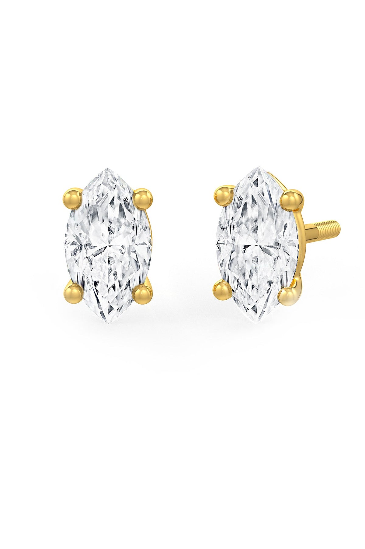 Marquise Shaped Solitaire Stud Earrings