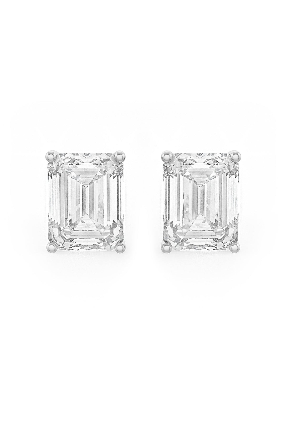 Emerald Cut Solitaire Stud Earrings