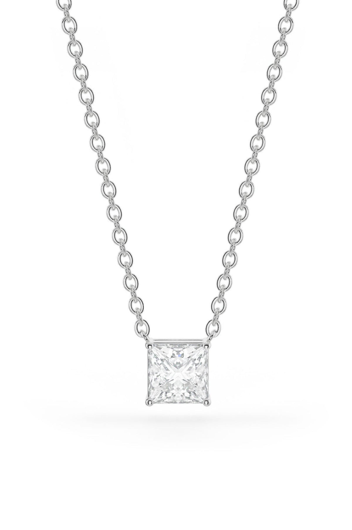 Square Shaped Solitaire Pendant With Chain