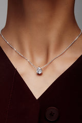 Pear Shaped Soliatire Pendant With Chain