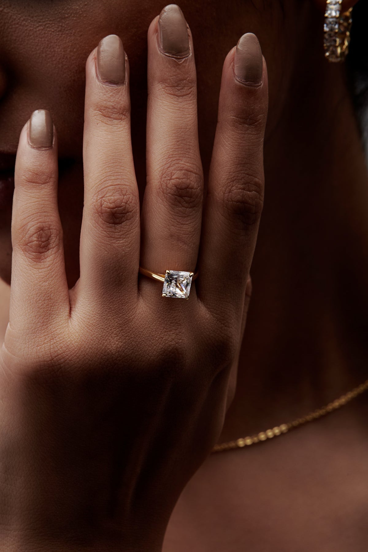 Square Shaped Solitaire Engagement Ring