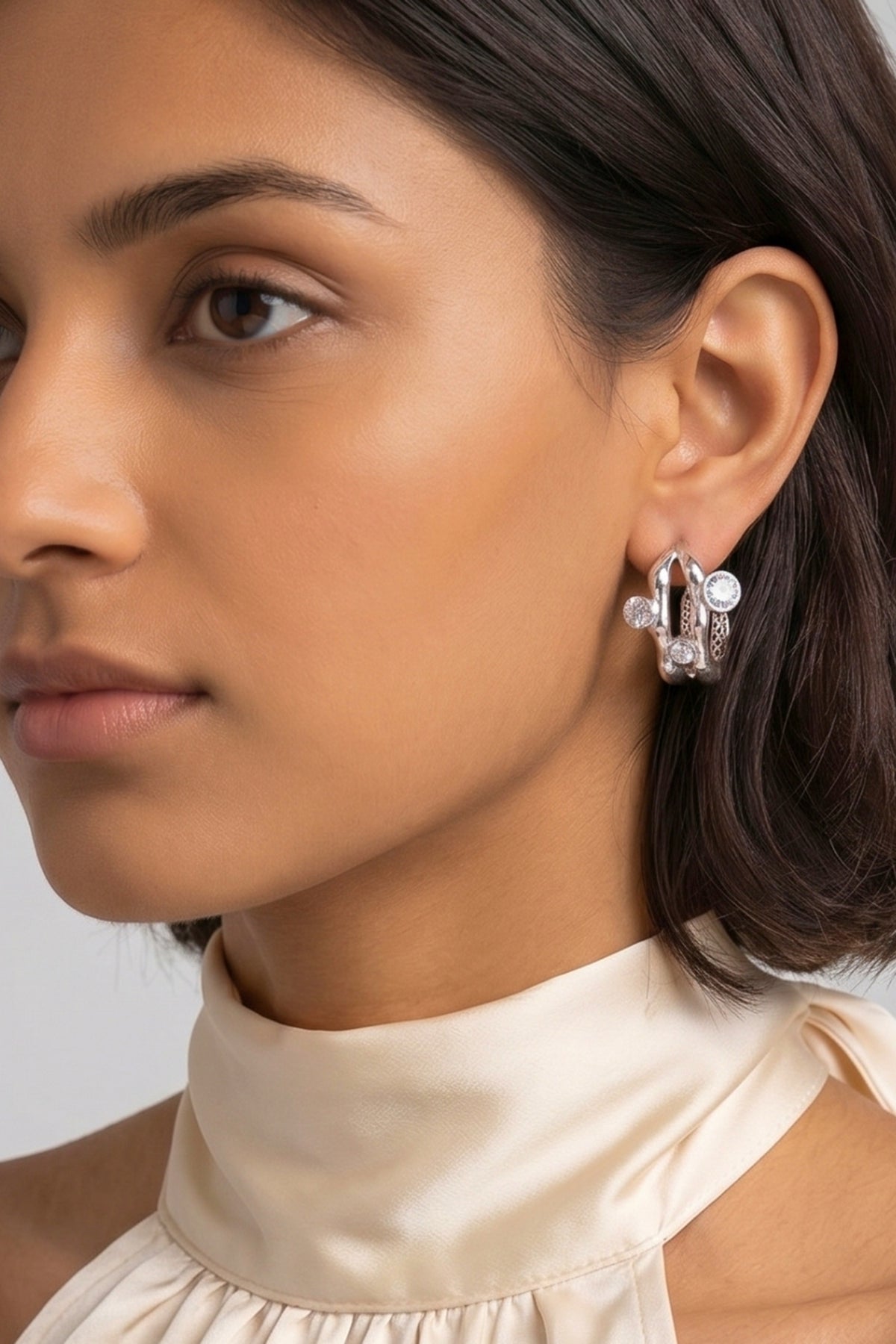 Silver Wrap Stud Earrings