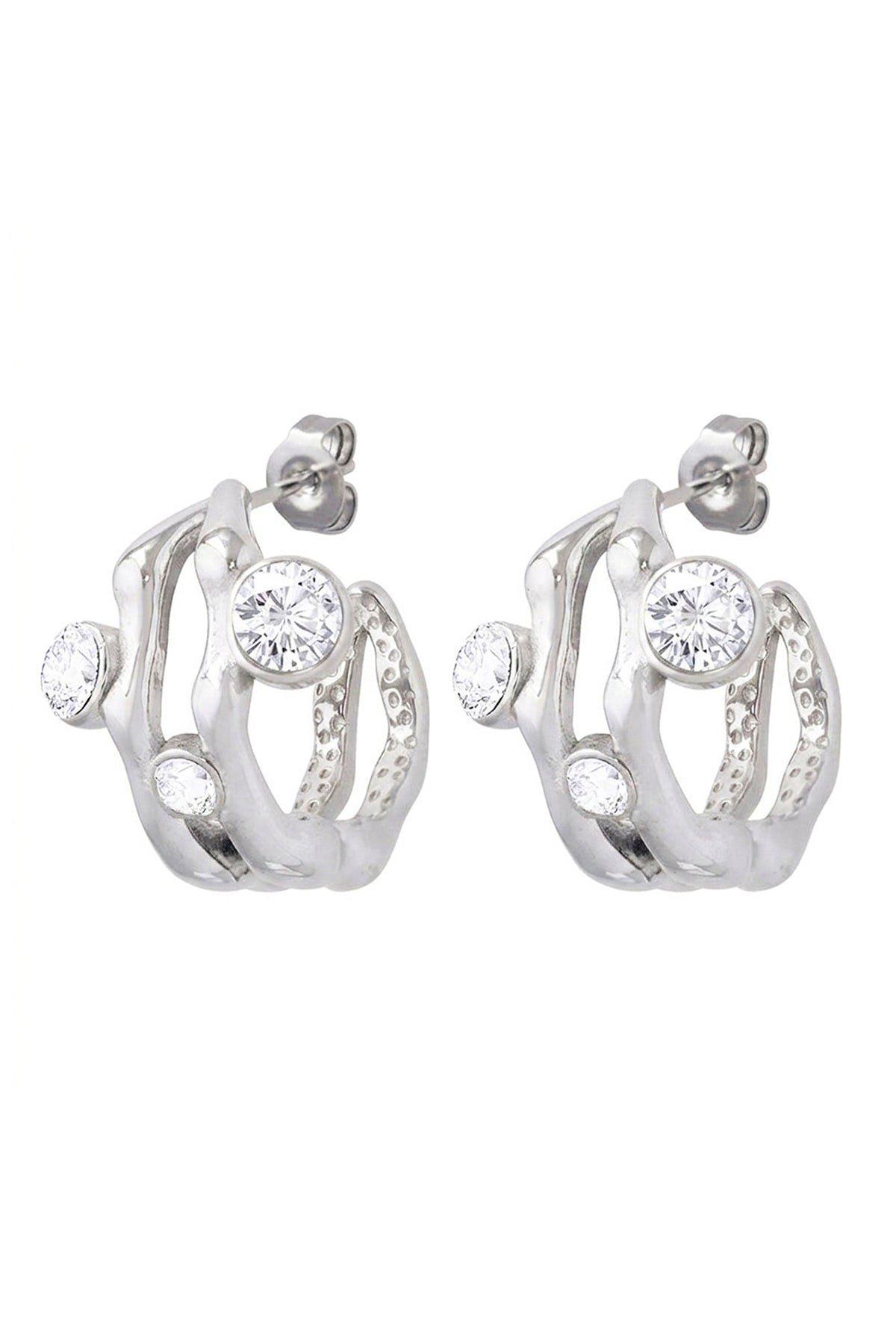 Silver Wrap Stud Earrings