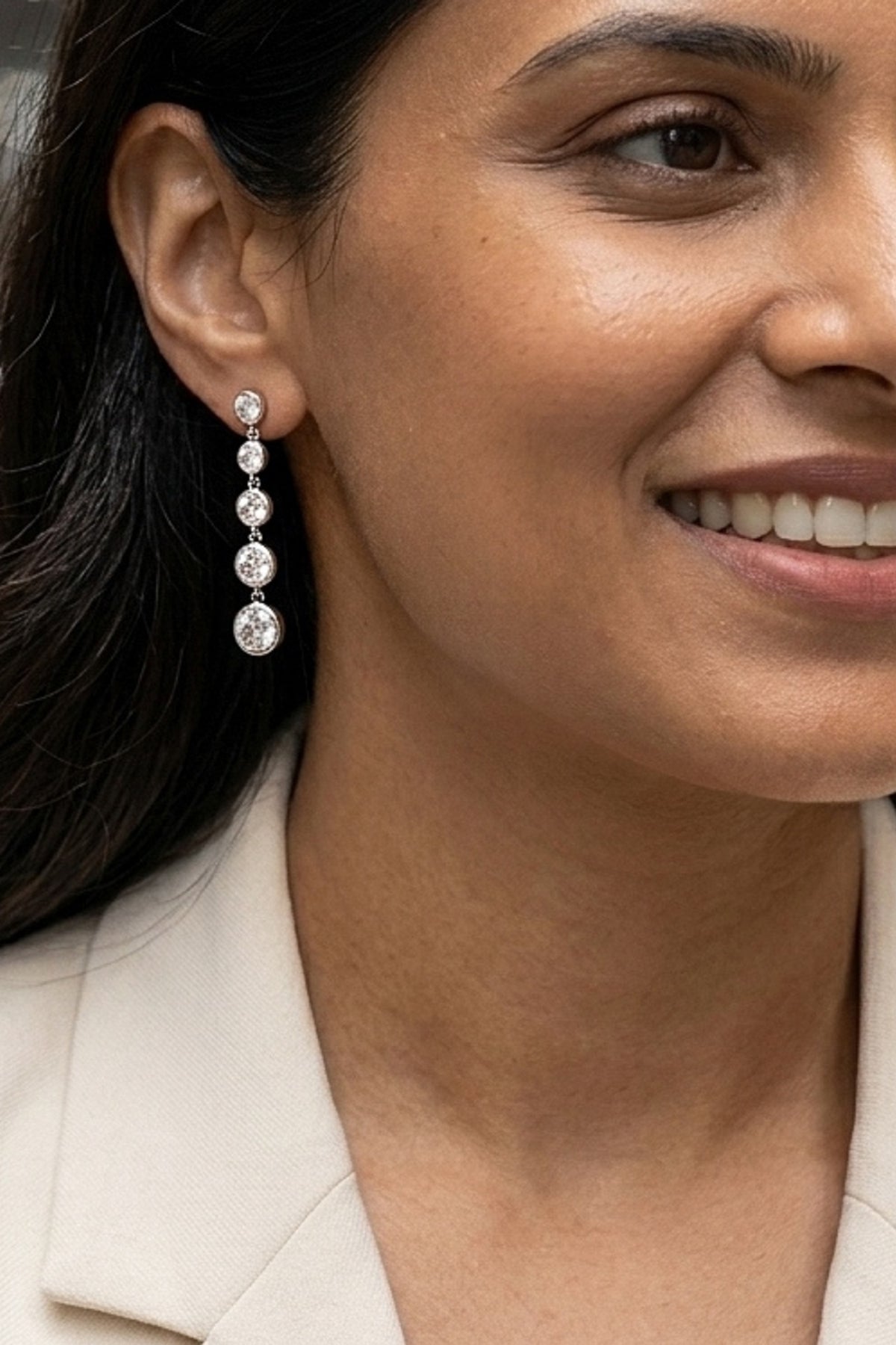 Geometric Silver Drop Earrings