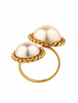 Double Pearl Solitaire Ring