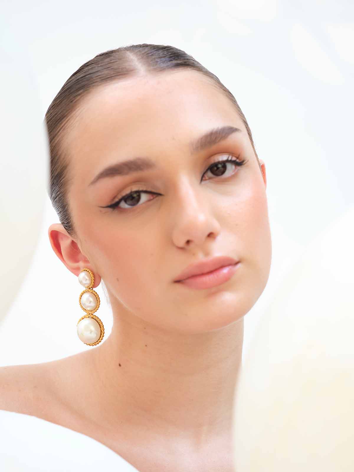 Triple Pearl Danglers
