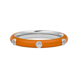 Solid Gold Orange Enamel Diamond Ring