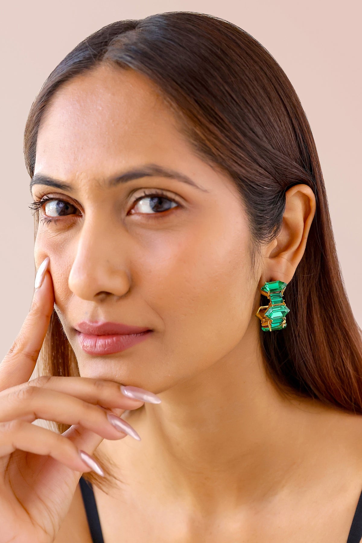 Stella Emerald Hoop Earrings