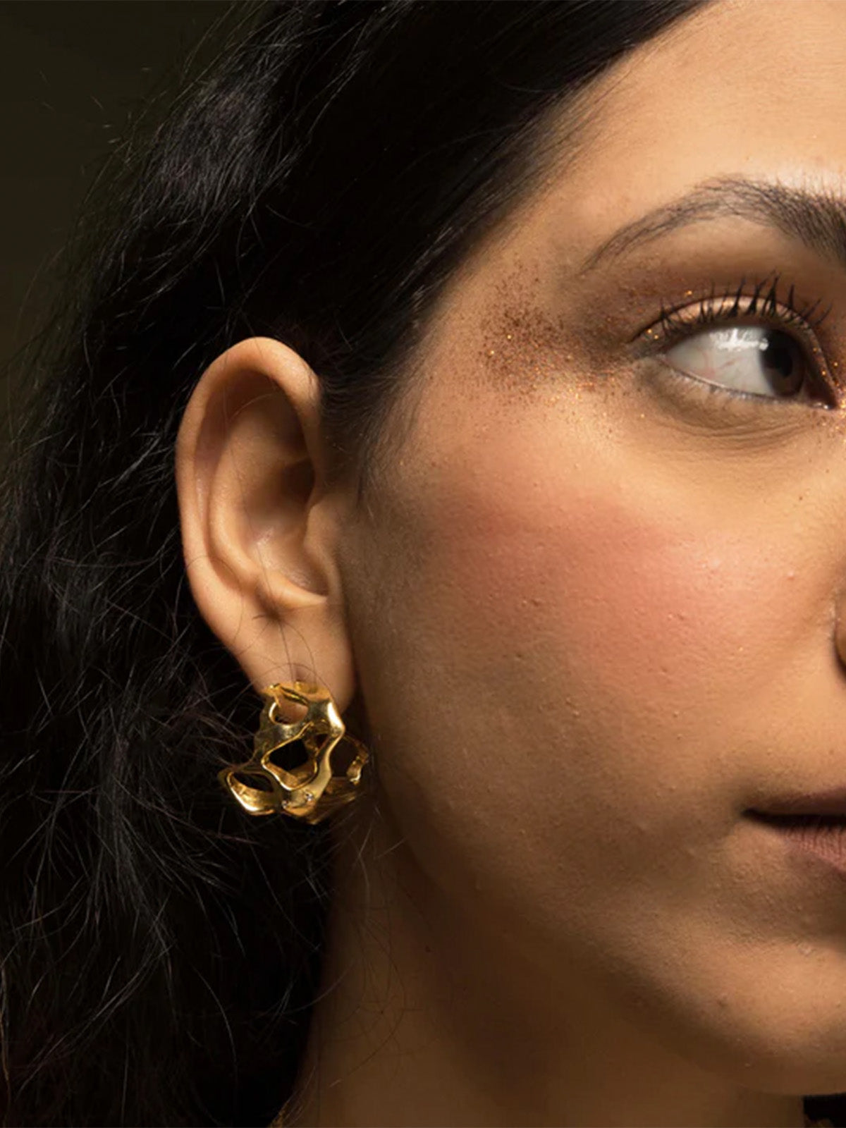 Alaya F in Melting Gold Earrings