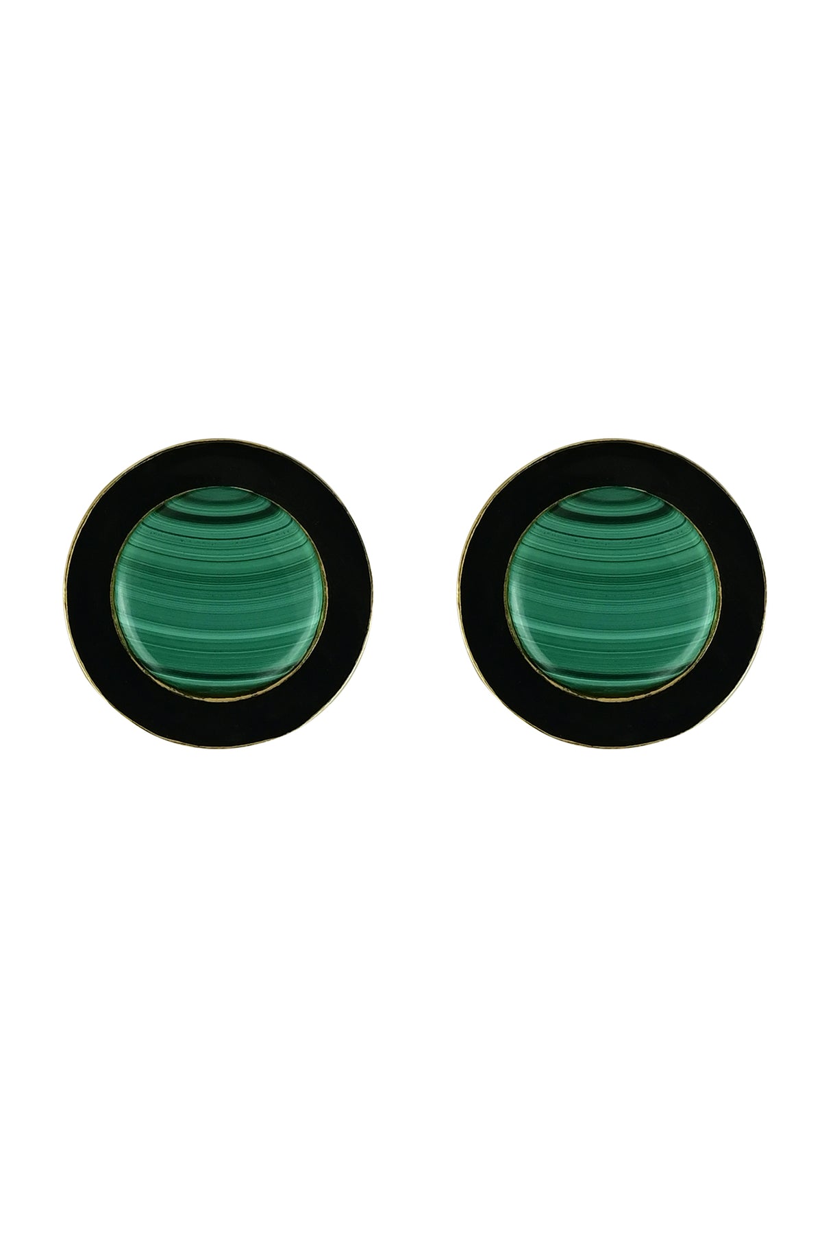 Gold Dual Tone Enamel & Mother of Pearl Statement Stud Earrings