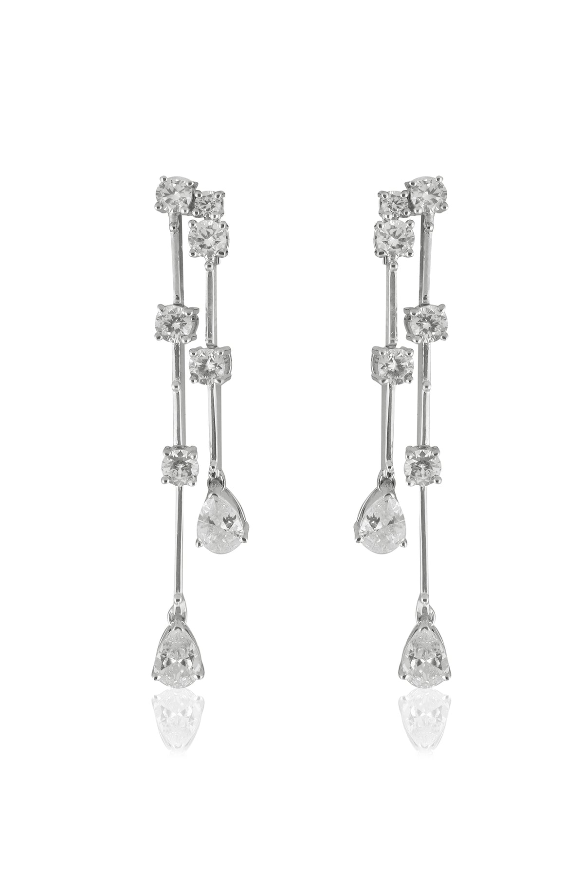 Gold Cubic Zirconia Radiant Drop Statement Earrings