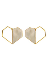 Gold Heart Mother of Pearl Stud Earrings