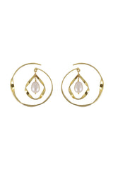 Gold Sculptural Pearl Drop Earrings