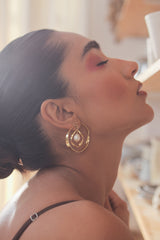 Gold Sculptural Pearl Drop Earrings