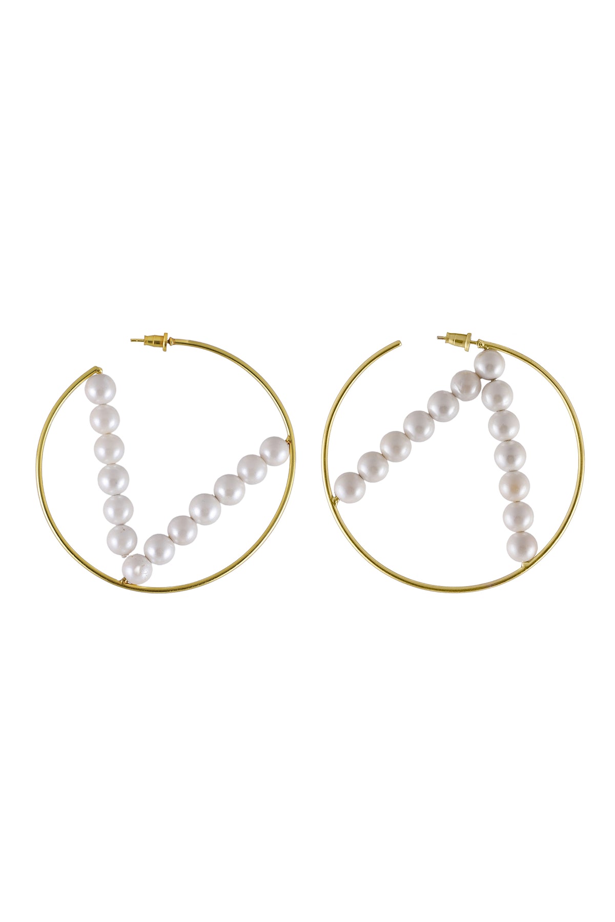 Moonlight Pearl Gold Hoop Earrings