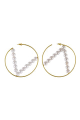 Moonlight Pearl Gold Hoop Earrings
