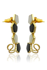 Dual Tone Stone Minimal Stud Earrings