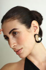 Gold Modern Enamel Drop Stud Earrings
