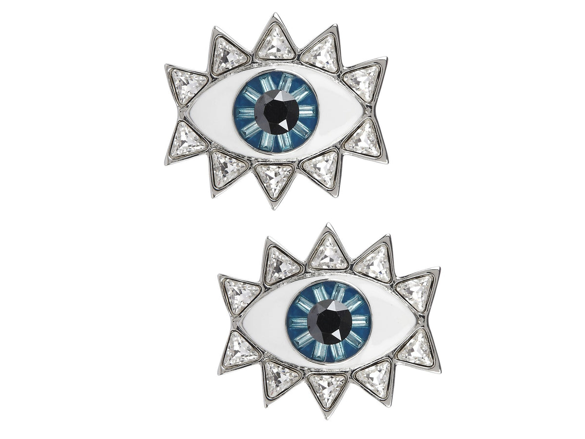 Silver Evil Eye Studs