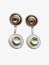 Polki Double Dot Earrings - Silver