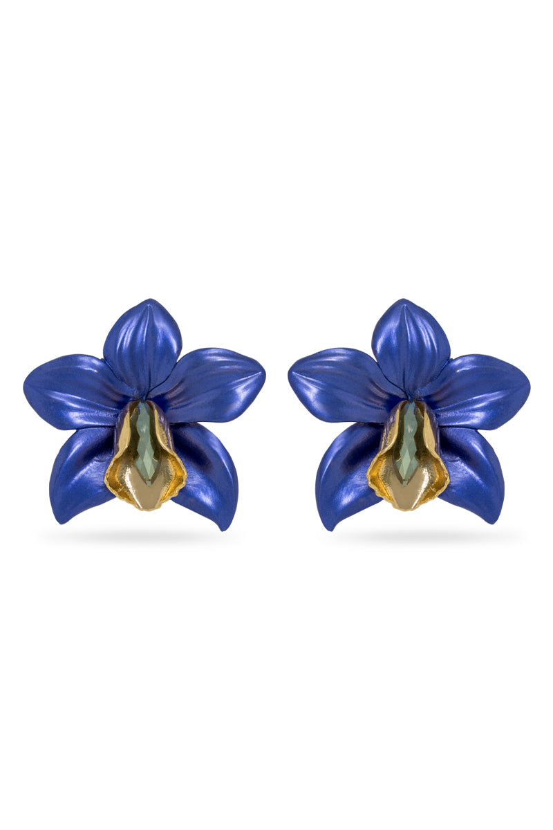 Metallic Orchid Royal Blue Earrings