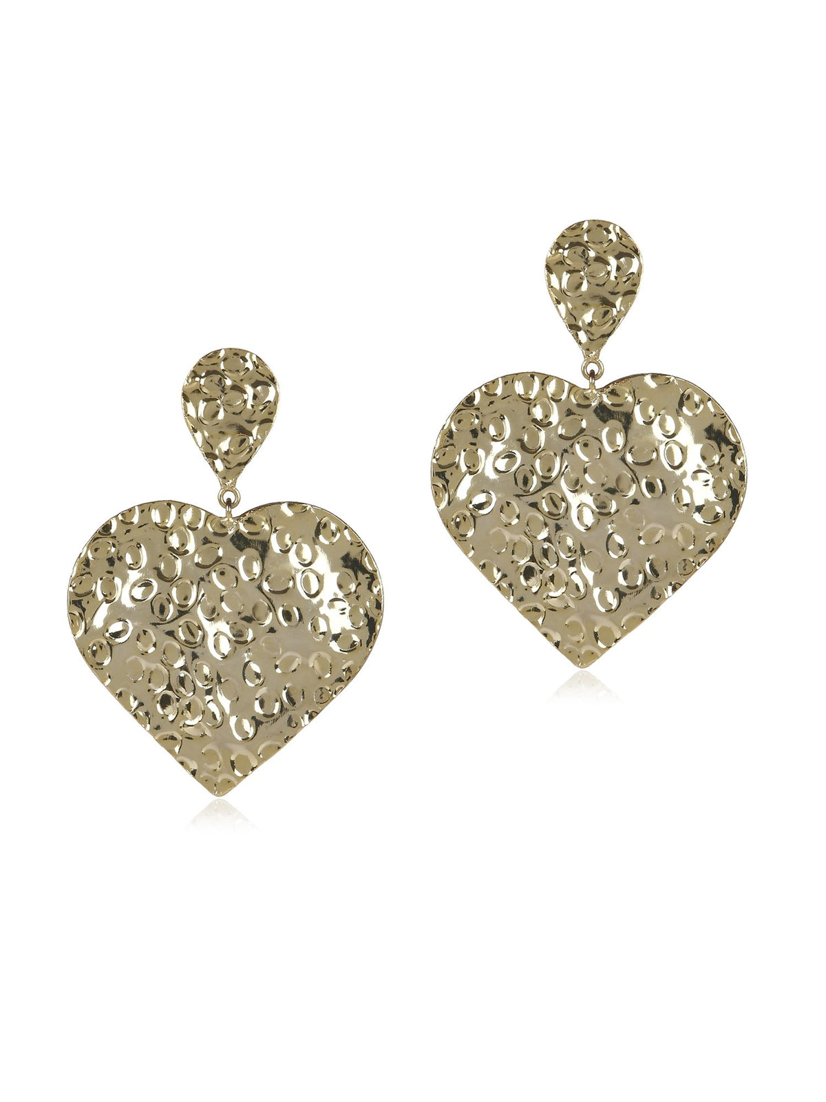 Beaten Heart Earrings - Gold