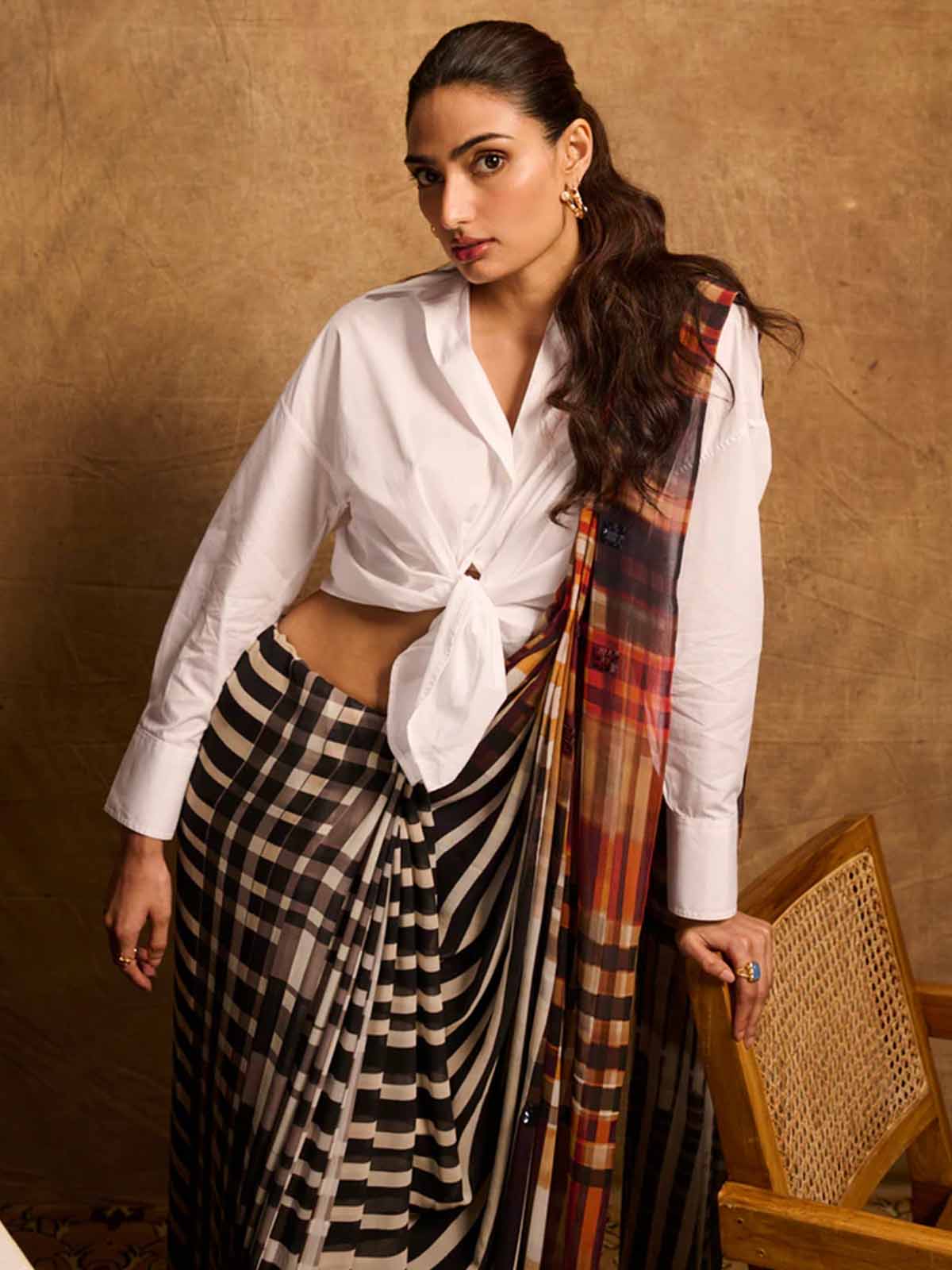 Athiya Shetty in Pearl & Melting Gold Hoops