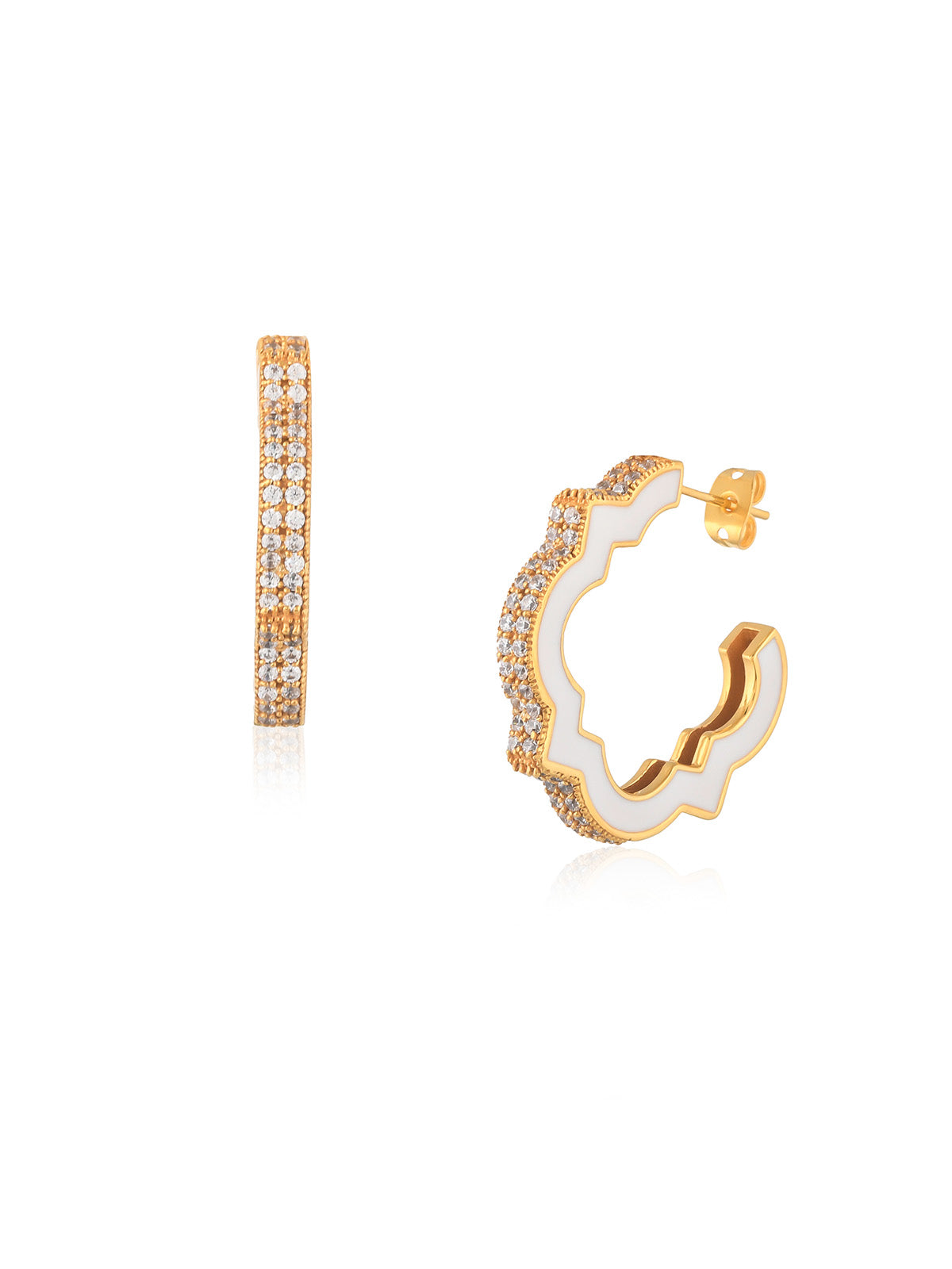 Half Cut Studded Hoops