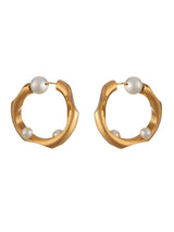 Pearl & Melting Gold Hoops