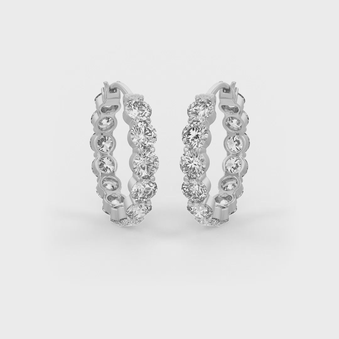 Brilliant Round Shaped Solitaire Hoop Earrings