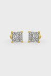 Square Shaped Solitaire Stud Earrings