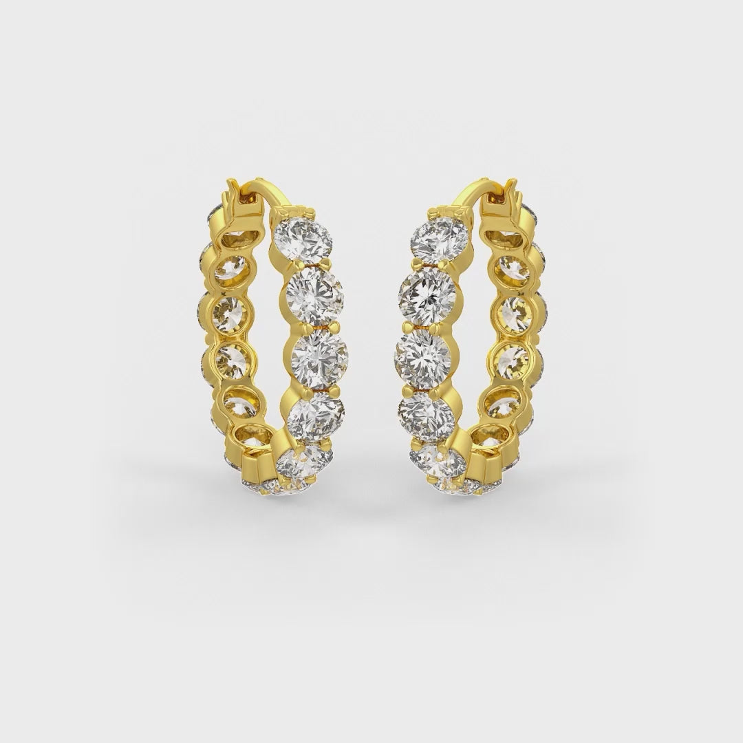 Brilliant Round Shaped Solitaire Hoop Earrings